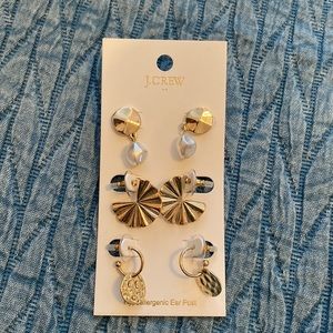 J. Crew Hammered earrings set 3 sets new nwt